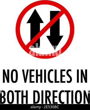 No vehicles in both direction sign on white background illustration Stock Vector