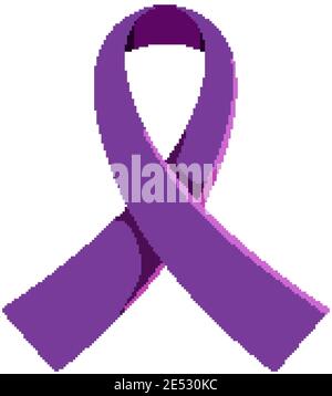 Purple ribbon symbolize awareness pancreatic cancer isolated on white background illustration Stock Vector