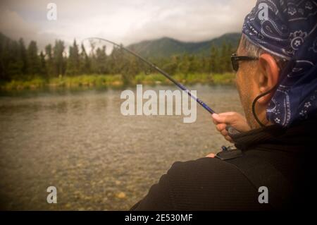 Salmon Catch on Kijik Lake near Lake Clark National Park, Alaska (MRA) Stock Photo