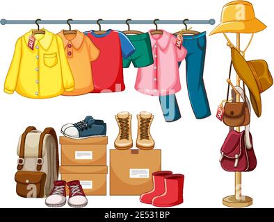 Isolated clothes on the rack display illustration Stock Vector