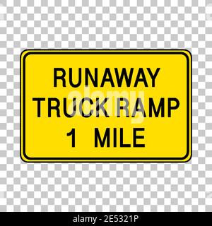 Runaway truck ramp warning sign isolated on transparent background