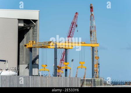 Mackay, Queensland, Australia - January 2021: A shipyard that moves boats in and out of the water for repairs Stock Photo