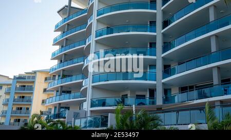 Mackay, Queensland, Australia - January 2021: Multi storey high rise luxury accommodation apartments at the marina Stock Photo