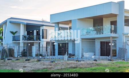 Mackay, Queensland, Australia - January 2021: Beachfront apartments under construction at the marina Stock Photo