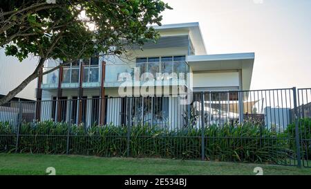 Mackay, Queensland, Australia - January 2021: Apartment living oceanfront lifestyle at the Marina Stock Photo