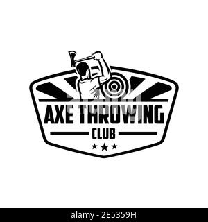 Axe throwing club ready made logo template vector isolated Stock Vector