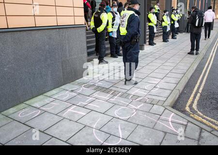 Bristol, UK. 25th January 2021. Four people who have been charged with criminal damage after the toppling of a statue of slave trader Edward Colston Stock Photo