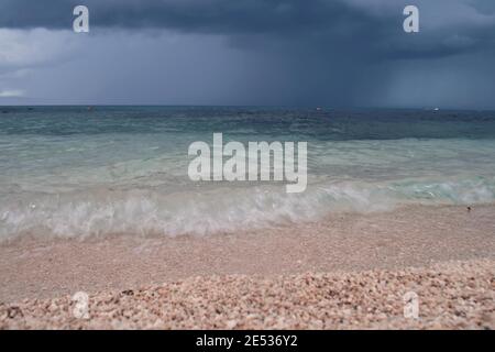 Blue water wave texture background/ Soft wave of the sea/ sea background/ Crystal clear blue sea Stock Photo