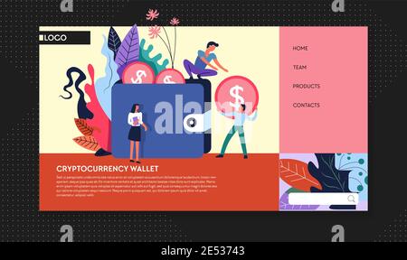 Cryptocurrency marketplace Internet web page template bitcoin stock exchange vector online Stock Vector