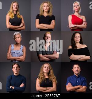 Collage of people looking at camera shot in studio Stock Photo