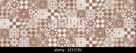 Seamless tiles background in portuguese style. Blue and white mosaic pattern. Tiles for ceramic in dutch, portuguese, spanish, italian style. Stock Photo
