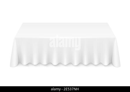 White rectangular table with tablecloth vector illustration isolated Stock Vector