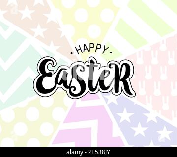 Banner Happy Easter Walpaper pastel colors and lettering logo Stock Vector