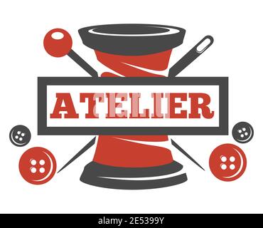 Mannequin and sewing tools atelier and tailor service isolated icons vector Stock Vector