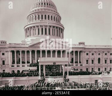 Inauguration of President Kennedy on east portico of U.S. Capitol, January 20, 1961 Stock Photo