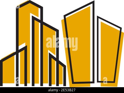 City scape inspiration  illustration logo design vector template Stock Vector