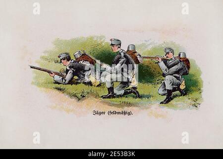 Austro-Hungarian Armee (Imperial and Royal Armed Forces). Austrian jaegers in field uniforms. Austro-Hungarian Empire (Dual Monarchy). 1910s Stock Photo