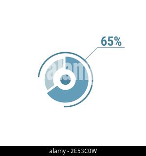 65 percent diagram, sixty-five percentage vector infographic. Rounded ...