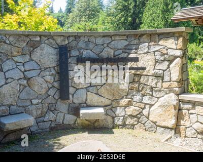 Bainbridge Island Japanese American Exclusion Memorial is an outdoor exhibit commemorating the internment of Japanese Americans from Bainbridge Island Stock Photo