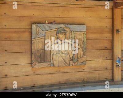 Bainbridge Island Japanese American Exclusion Memorial is an outdoor exhibit commemorating the internment of Japanese Americans from Bainbridge Island Stock Photo