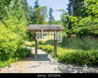 Bainbridge Island Japanese American Exclusion Memorial is an outdoor exhibit commemorating the internment of Japanese Americans from Bainbridge Island Stock Photo