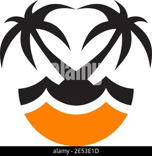Coconut tree icon logo design inspiration vector template Stock Vector