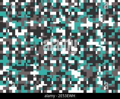 Trendy gray turquoise camouflage pattern with pixels Stock Vector