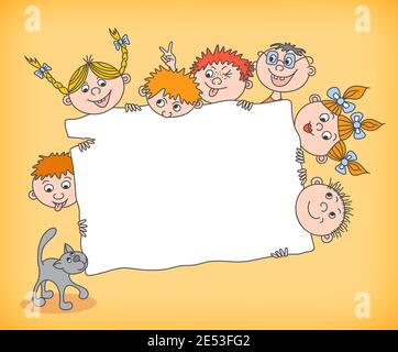 Happy Kids Holding Sign. Vector Illustration Stock Vector Image & Art ...