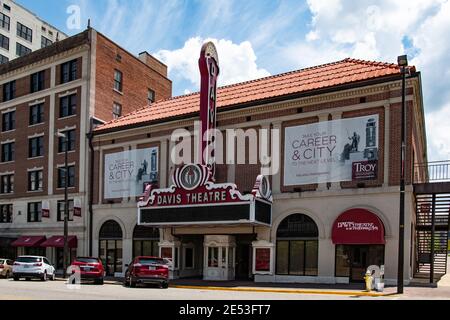 Montgomery, Alabama/USA- August 6, 2018: Front of the historic Davis Theatre that first opened in 1930. It is now owned by Troy University and serves Stock Photo