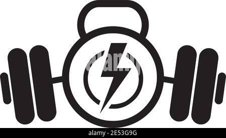 Fitness and gym logo design inspiration with using barbel icon vector template Stock Vector