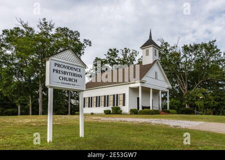 Montgomery, Alabama/USA -July 21, 2020: Providence Presbyterian Church a small country church founded in 1828. Stock Photo