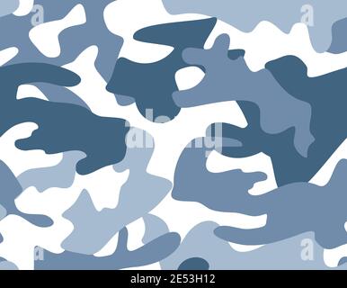 Seamless military camouflage pattern in blue colour Stock Vector
