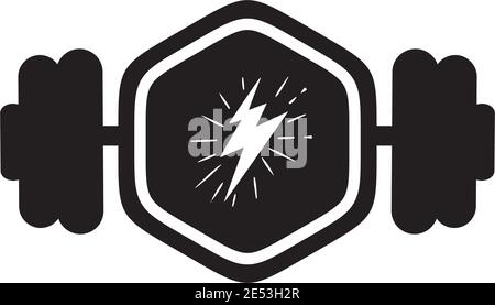Fitness and gym logo design inspiration with using barbel icon vector template Stock Vector