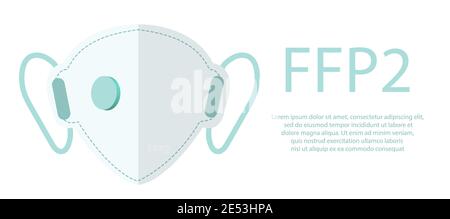 ffp2 protective mask from coronavirus covid 19 icon flat style. Biosecurity respirator medicine concept. Vector illustration Stock Vector