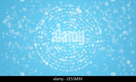 Blue medical background with honeycomb structure and lights, vector. Stock Vector