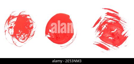 Red watercolor circles isolated on white Stock Photo