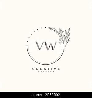 VW Beauty vector initial logo art, handwriting logo of initial signature, wedding, fashion, jewerly, boutique, floral and botanical with creative temp Stock Vector