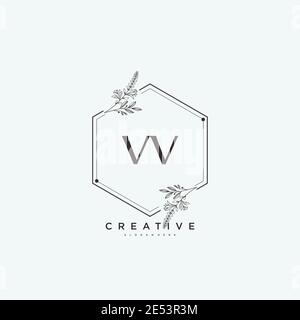 VV Beauty vector initial logo art, handwriting logo of initial signature, wedding, fashion, jewerly, boutique, floral and botanical with creative temp Stock Vector