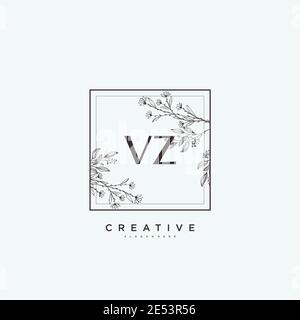 VZ Beauty vector initial logo art, handwriting logo of initial signature, wedding, fashion, jewerly, boutique, floral and botanical with creative temp Stock Vector