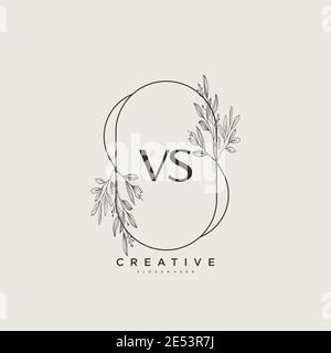 VS Beauty vector initial logo art, handwriting logo of initial signature, wedding, fashion, jewerly, boutique, floral and botanical with creative temp Stock Vector