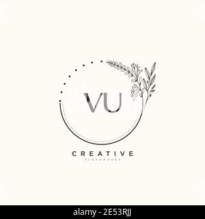 VU Beauty vector initial logo art, handwriting logo of initial signature, wedding, fashion, jewerly, boutique, floral and botanical with creative temp Stock Vector