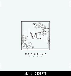 VC Beauty vector initial logo art, handwriting logo of initial signature, wedding, fashion, jewerly, boutique, floral and botanical with creative temp Stock Vector