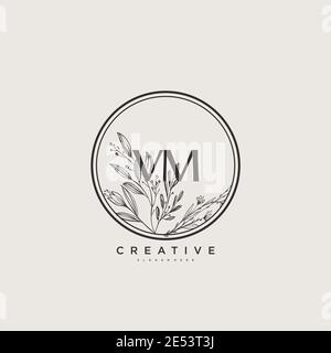 VM Beauty vector initial logo art, handwriting logo of initial signature, wedding, fashion, jewerly, boutique, floral and botanical with creative temp Stock Vector