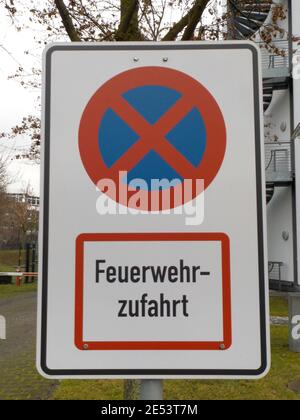 No parking by fire brigade access Stock Photo