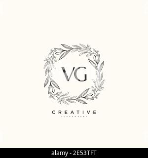 VG Beauty vector initial logo art, handwriting logo of initial signature, wedding, fashion, jewerly, boutique, floral and botanical with creative temp Stock Vector