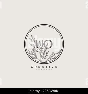 UO Beauty vector initial logo art, handwriting logo of initial signature, wedding, fashion, jewerly, boutique, floral and botanical with creative temp Stock Vector