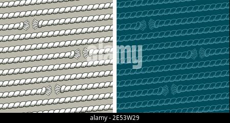 Two different versions of seamless pattern vectors made with laces. Stock Vector