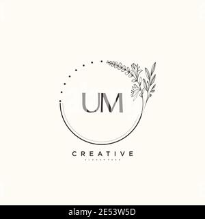 UM Beauty vector initial logo art, handwriting logo of initial signature, wedding, fashion, jewerly, boutique, floral and botanical with creative temp Stock Vector