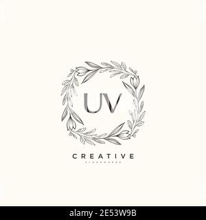 UV Beauty vector initial logo art, handwriting logo of initial signature, wedding, fashion, jewerly, boutique, floral and botanical with creative temp Stock Vector