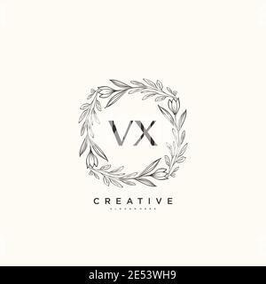 VX Beauty vector initial logo art, handwriting logo of initial signature, wedding, fashion, jewerly, boutique, floral and botanical with creative temp Stock Vector